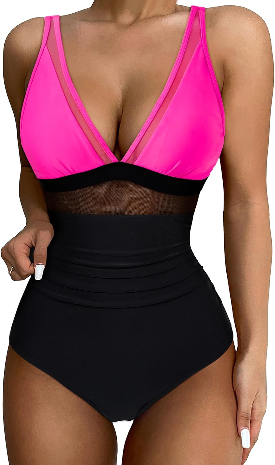 Stylish SUUKSESS Women Swimsuit, Unique Sexy Mesh Tummy Control Swimsuit for Wom...