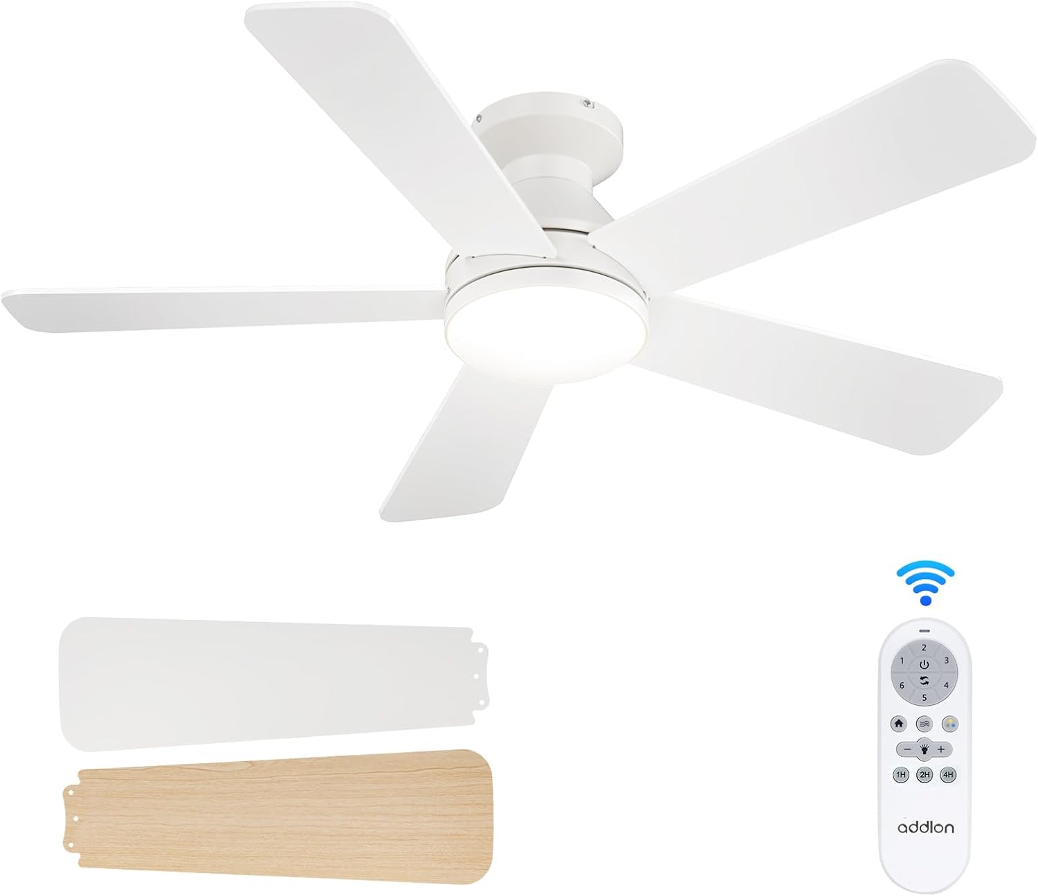 addlon Ceiling Fans with Lights, 42 Inch Low Profile Ceiling Fan with Light And...