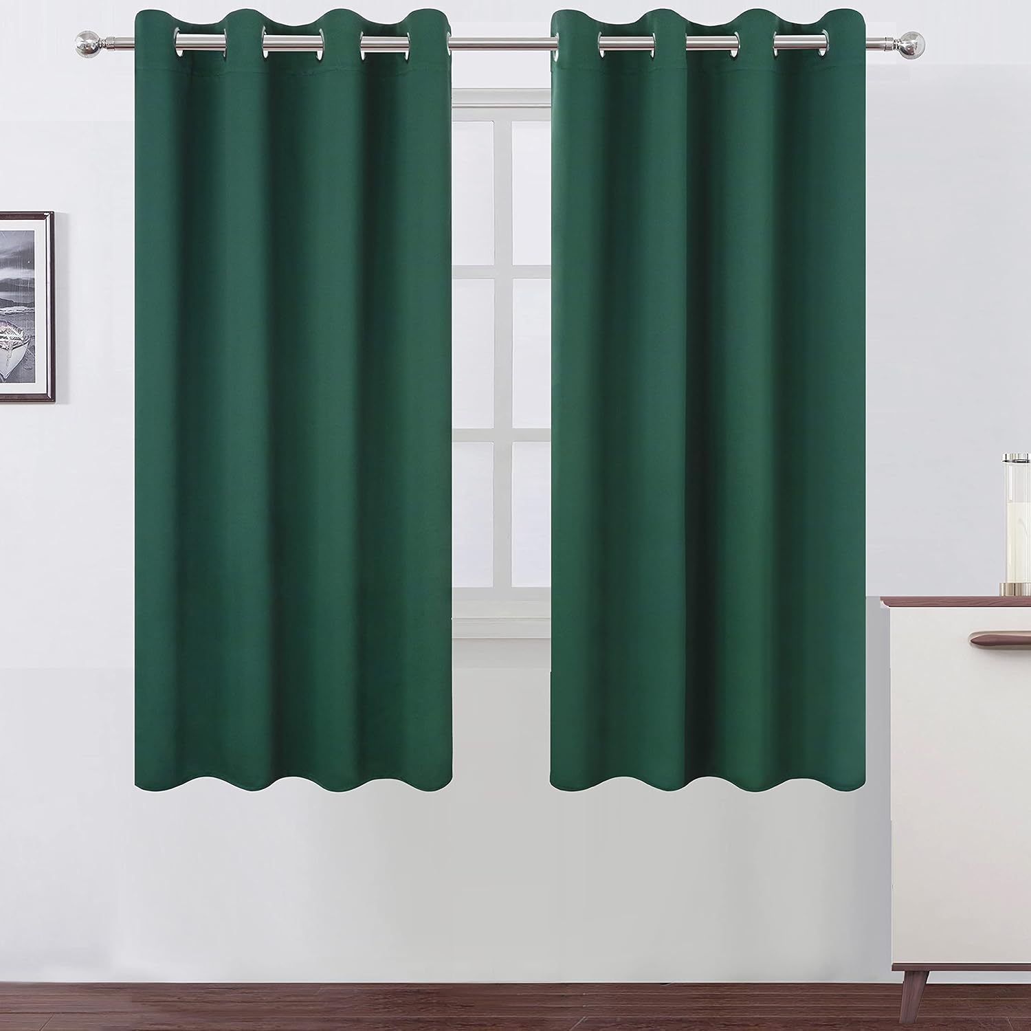 High-Quality LEMOMO Dark Green Blackout Curtains, Special Room Darkening Curtain...