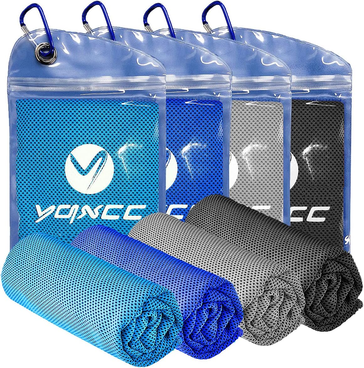 YQXCC 4-Pack Cooling Towels (100x30 cm), Soft Breathable Chilly Microfibre Ice T...