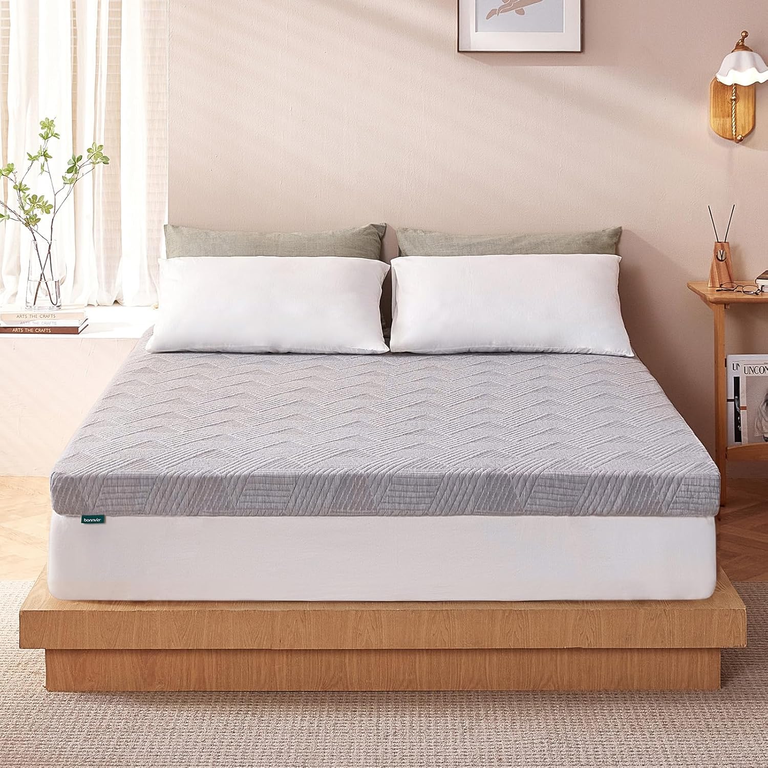 Bonnvia Mattress Topper Double Bed Thick, 4 Inch 1...