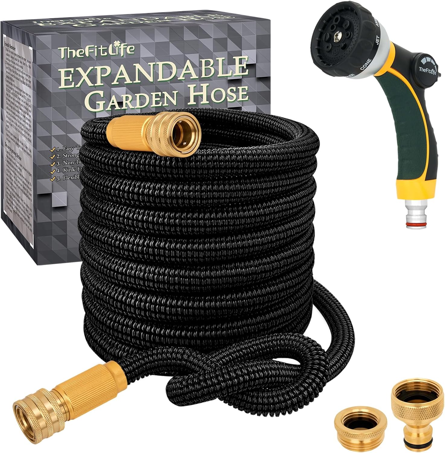 TheFitLife Expandable Garden Hose Pipe - Triple Core Latex and Solid Metal Fitti...