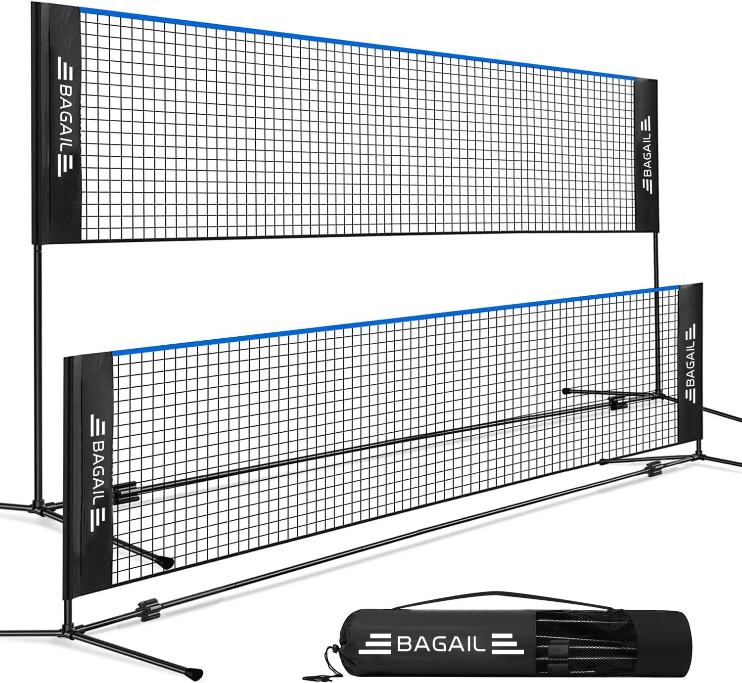 BAGAIL Badminton Net, Foldable Nylon Net, Hieght Adjustable Stand and Portable C...