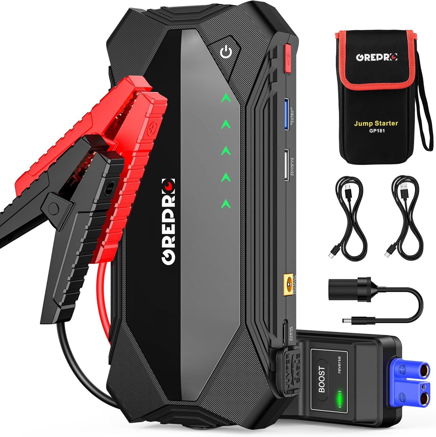 GREPRO Jump Starter Power Pack (Up to 10.0L Gas, 8.0L Diesel), Car Battery Boost...