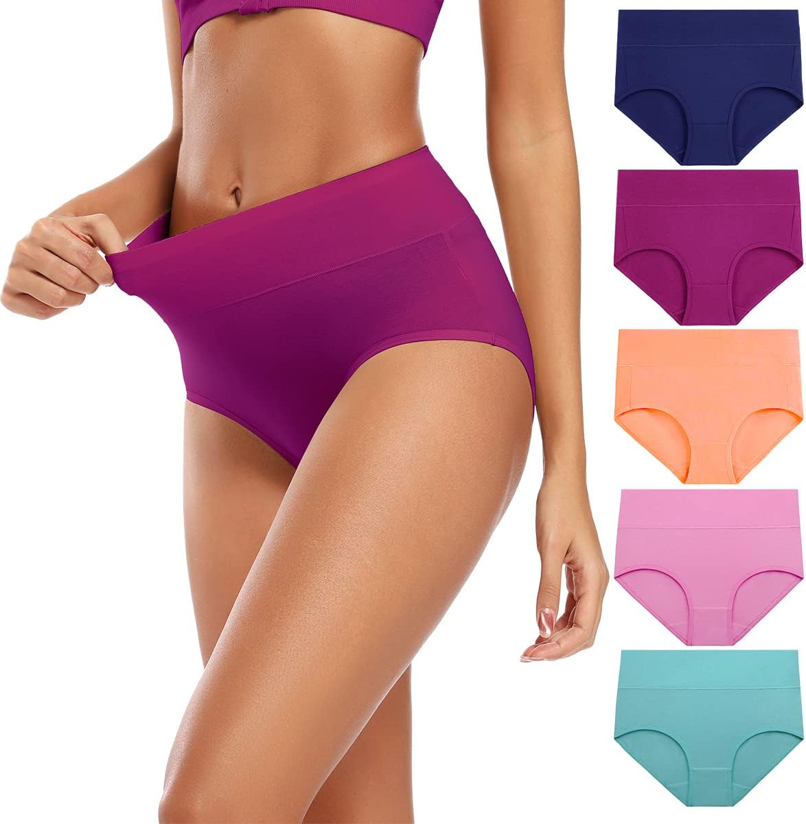 Molasus Women's Cotton Underwear, Special High Waisted Full Coverage Panties for...