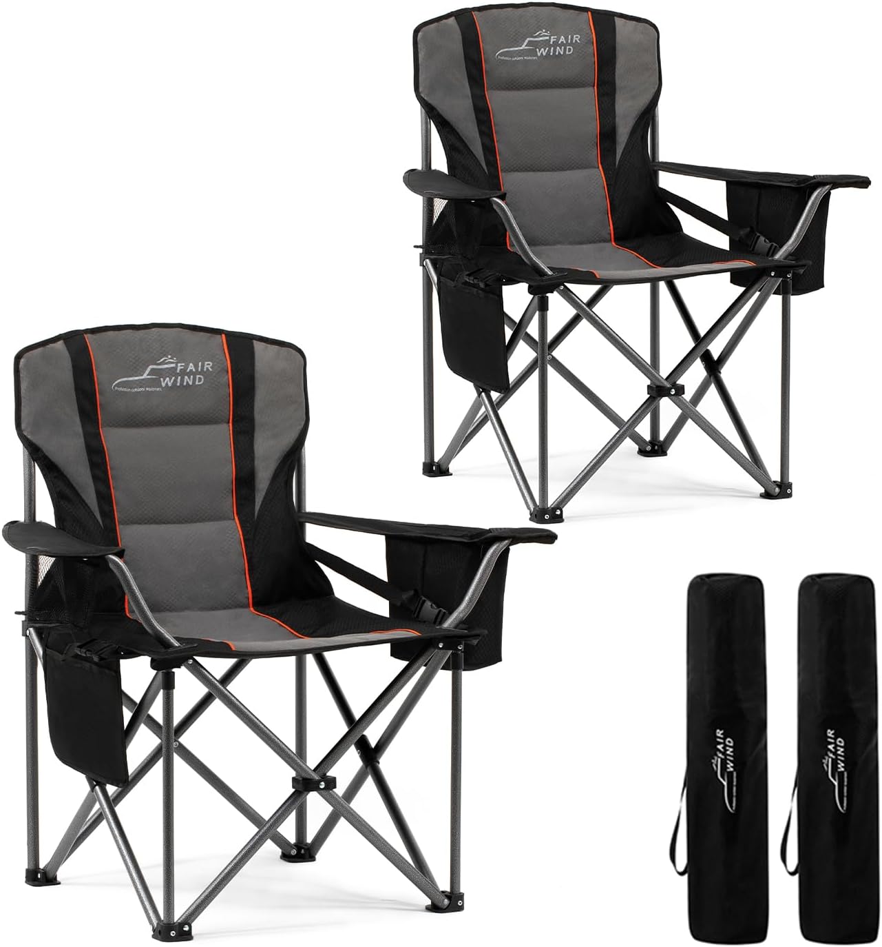 FAIR WIND 2 Pack Oversized Fully Padded Camping Chair with Lumbar Support, Heavy...