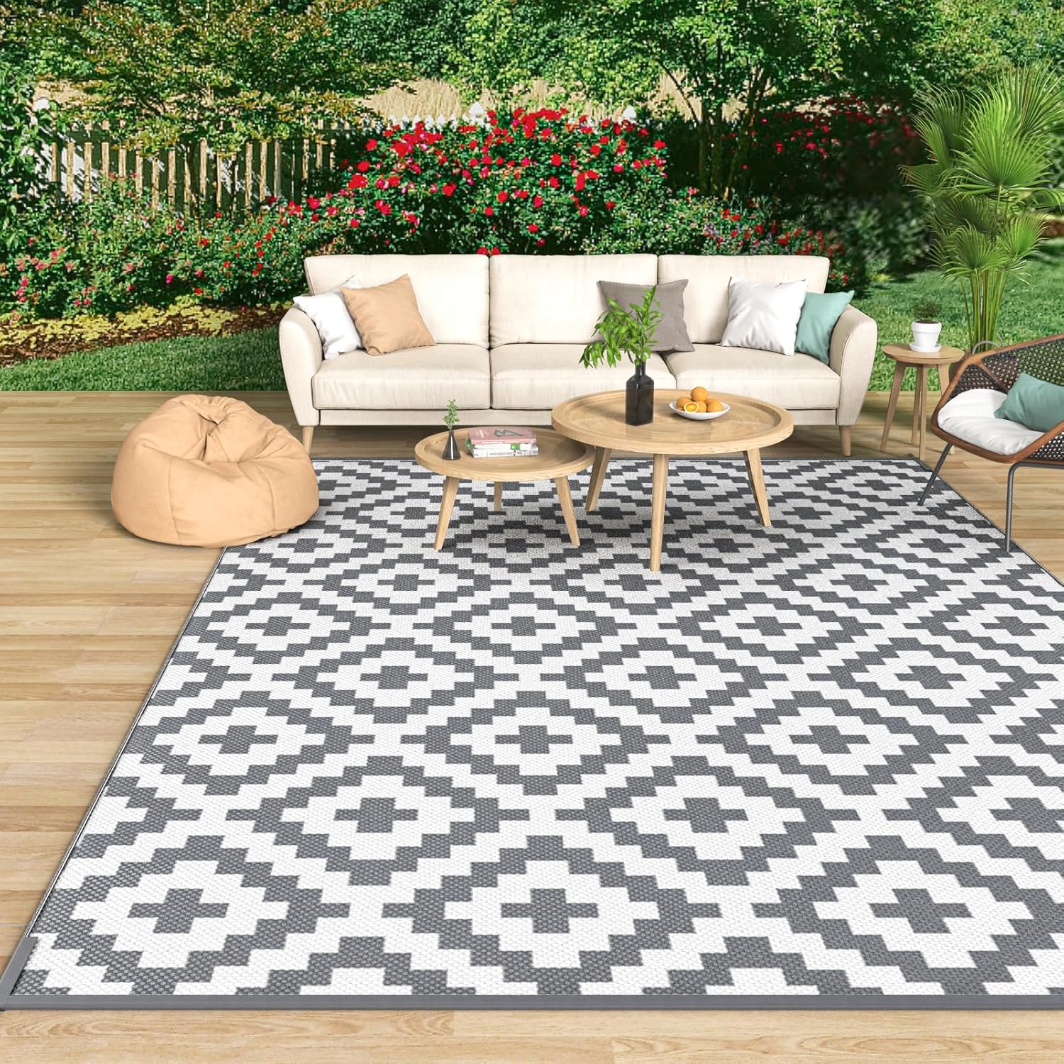 Special MOKANI Large Outdoor Rug, Waterproof and Anti-slip Garden Mat Carpet, Un...