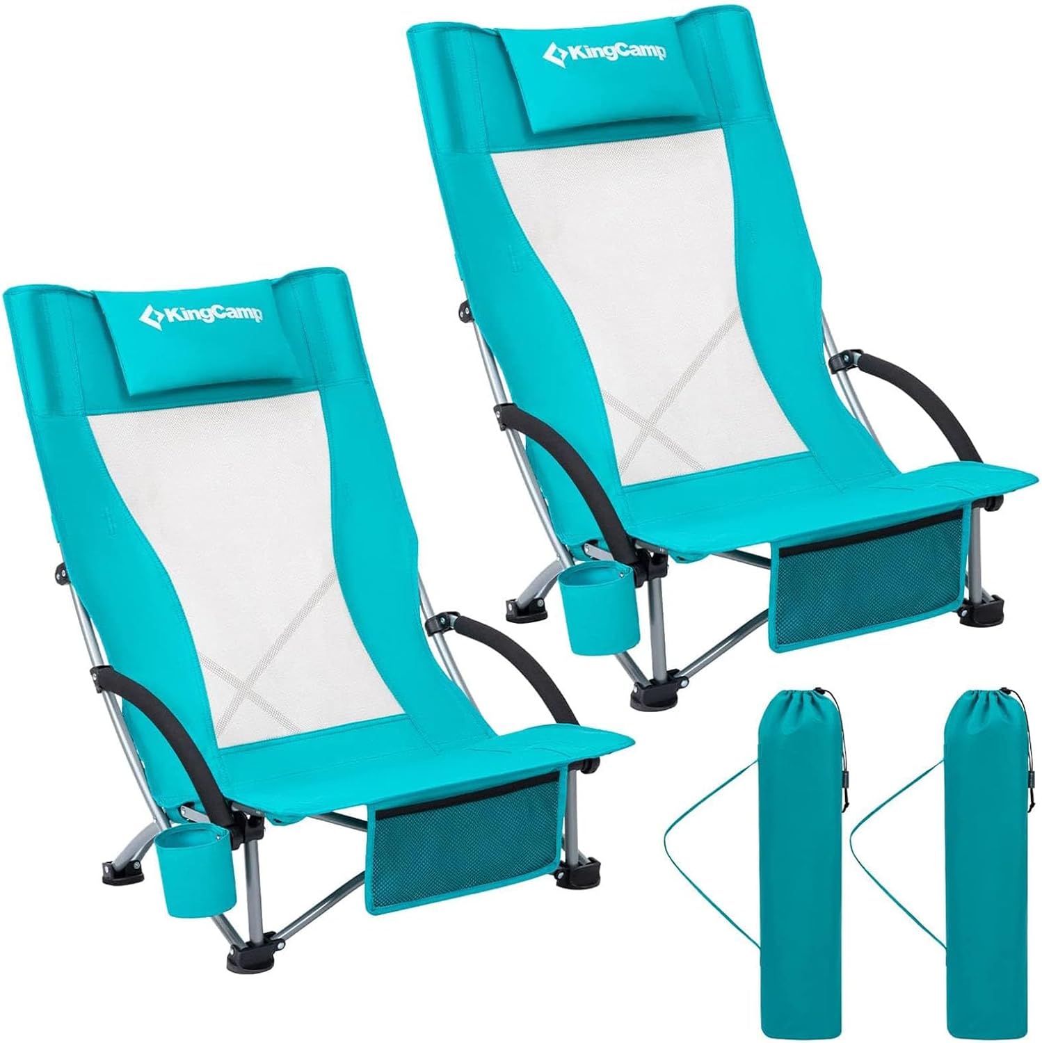 KingCamp Low Folding Beach Chair, High-Quality Portable Beach Chair with Lightwe...