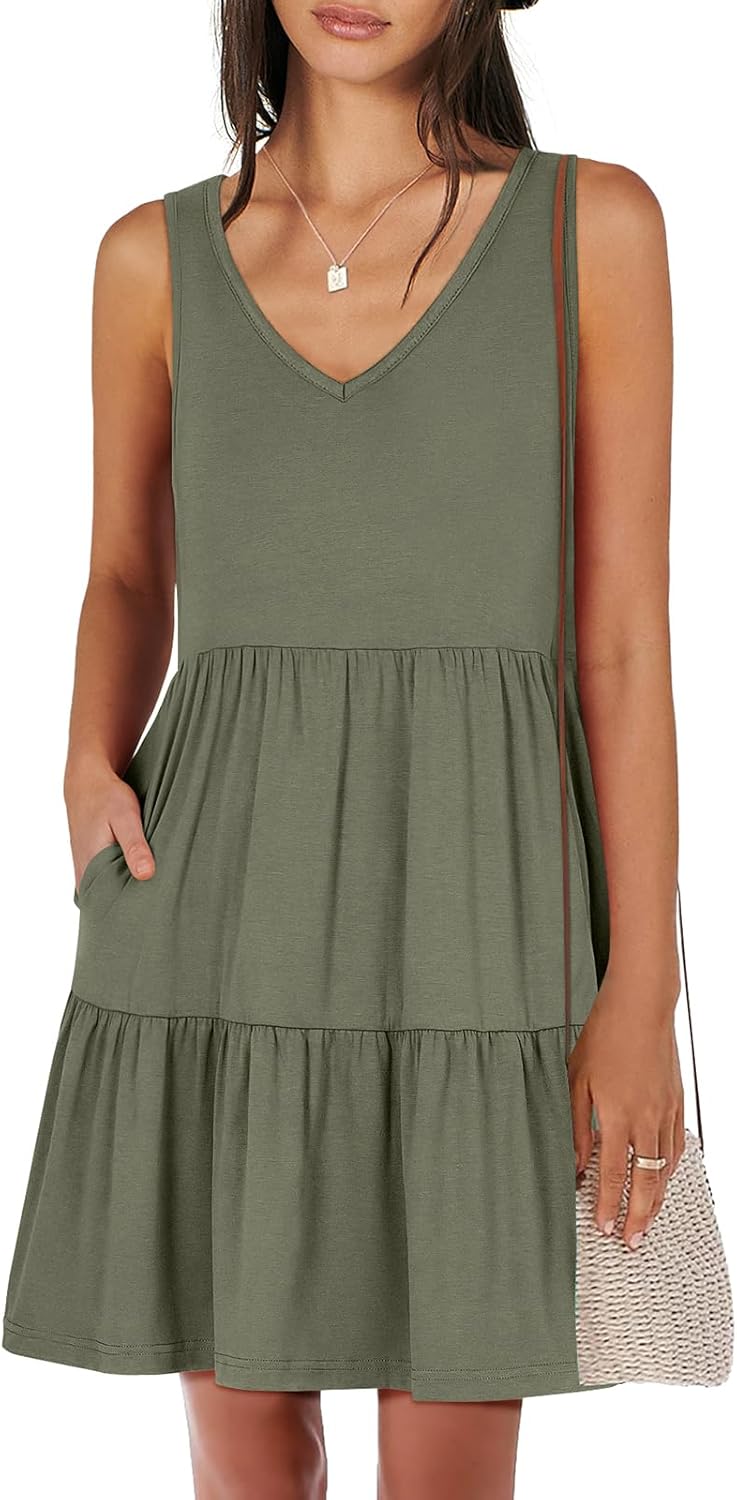 ANRABESS Women's Summer Dress, Special Casual Tank Dress with Sleeveless V Neck,...