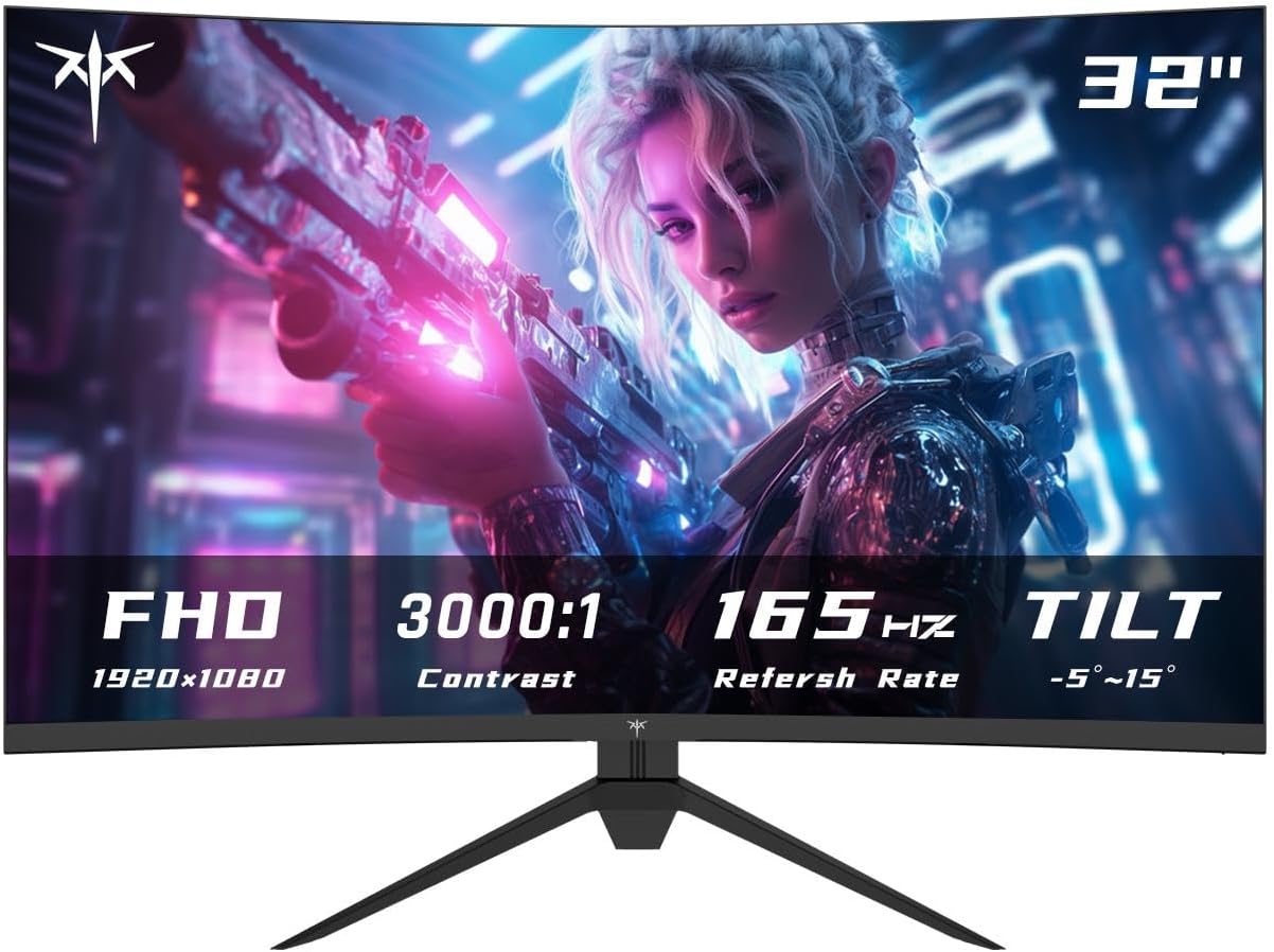 High-Quality 32 Inch Curved Gaming Monitor, Special FHD 1080P 165Hz PC Monitor,...