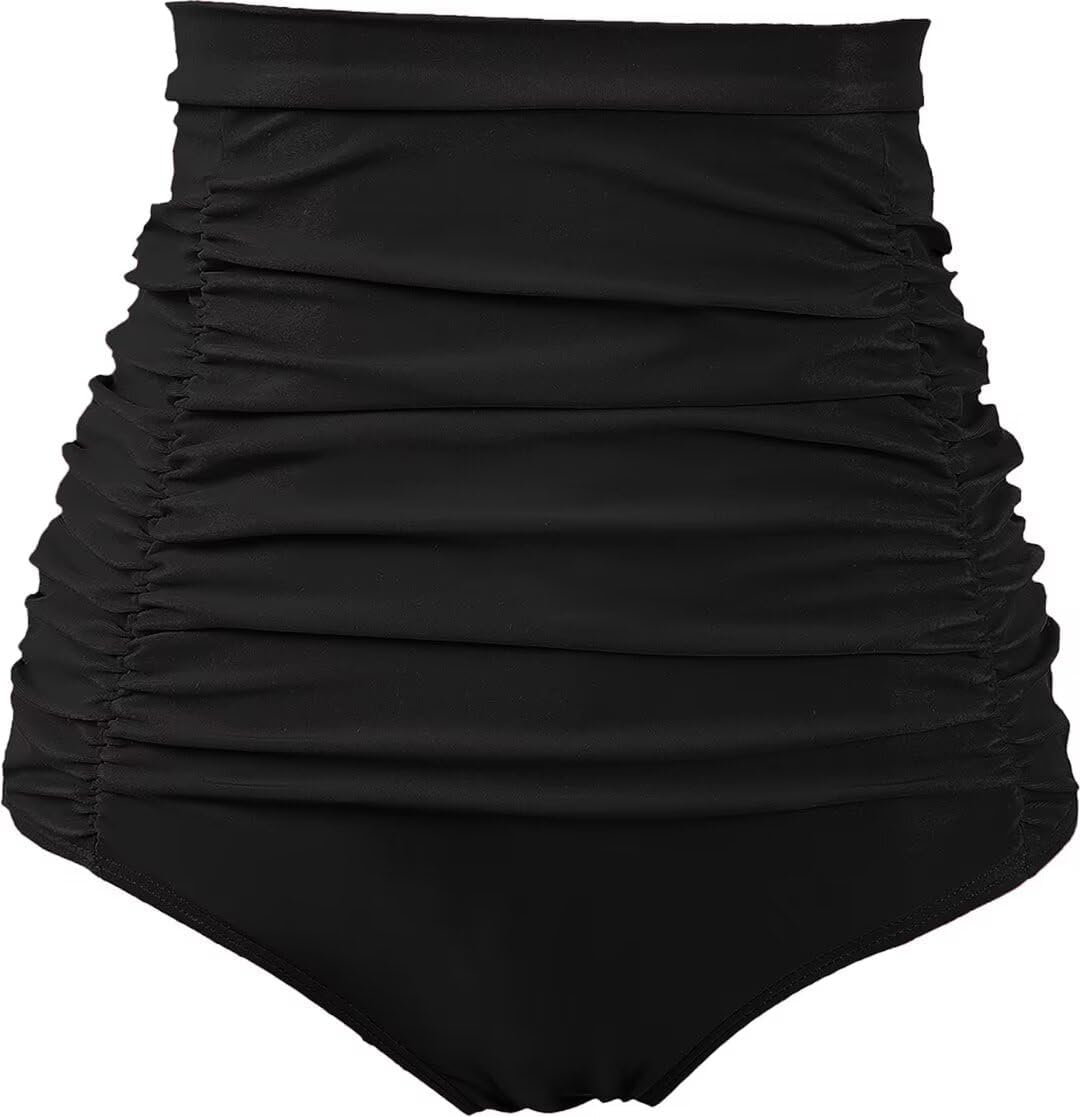 COCOPEAR Women's Bikini Bottom, Unique Ruched High Waisted Tankinis, Stylish Ret...