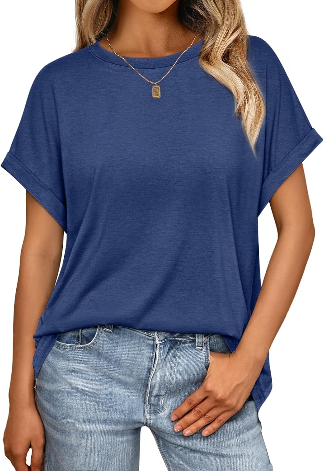 AUTOMET Womens Summer Tops Oversized Short Sleeve Business Casual T Shirts Trend...