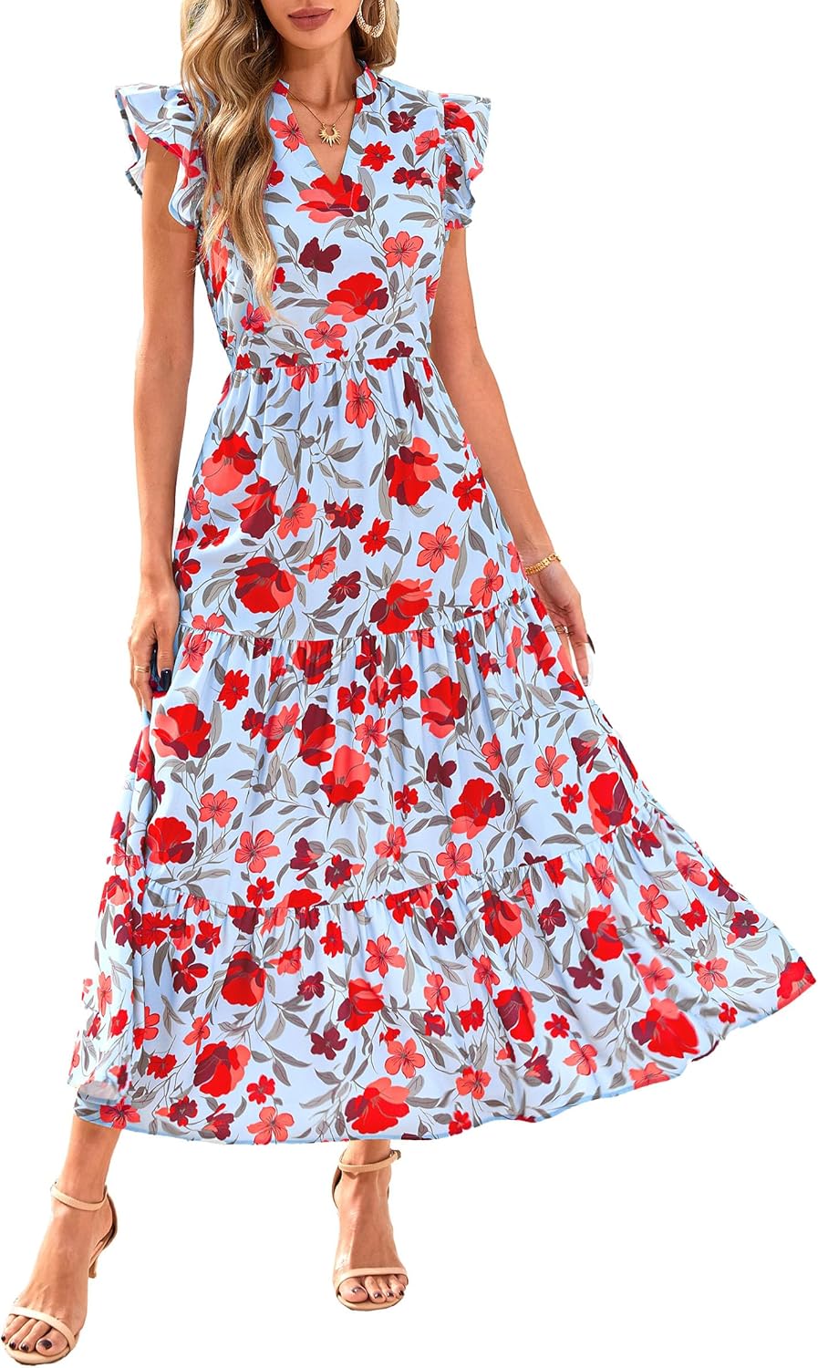 Stylish PRETTYGARDEN Women's Summer Dress, Unique Floral Midi Dress Design with...