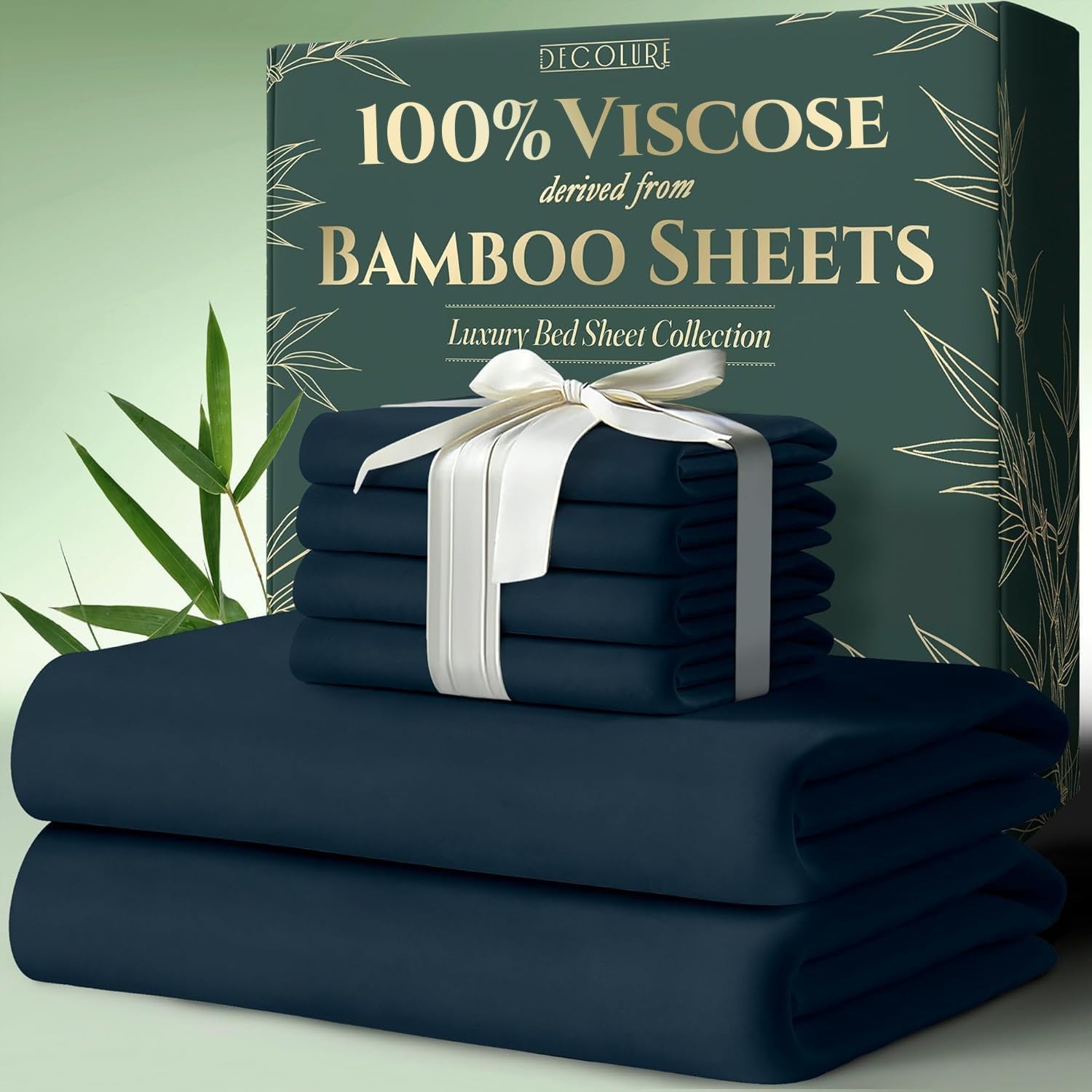 Premium DECOLURE Bamboo Sheets, Luxurious 100% Viscose Derived from Bamboo, Ultr...