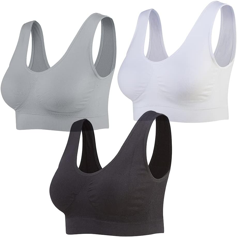 Lemef 3-Pack Seamless Sports Bra Wirefree Yoga Bra with Removable Pads for Women...