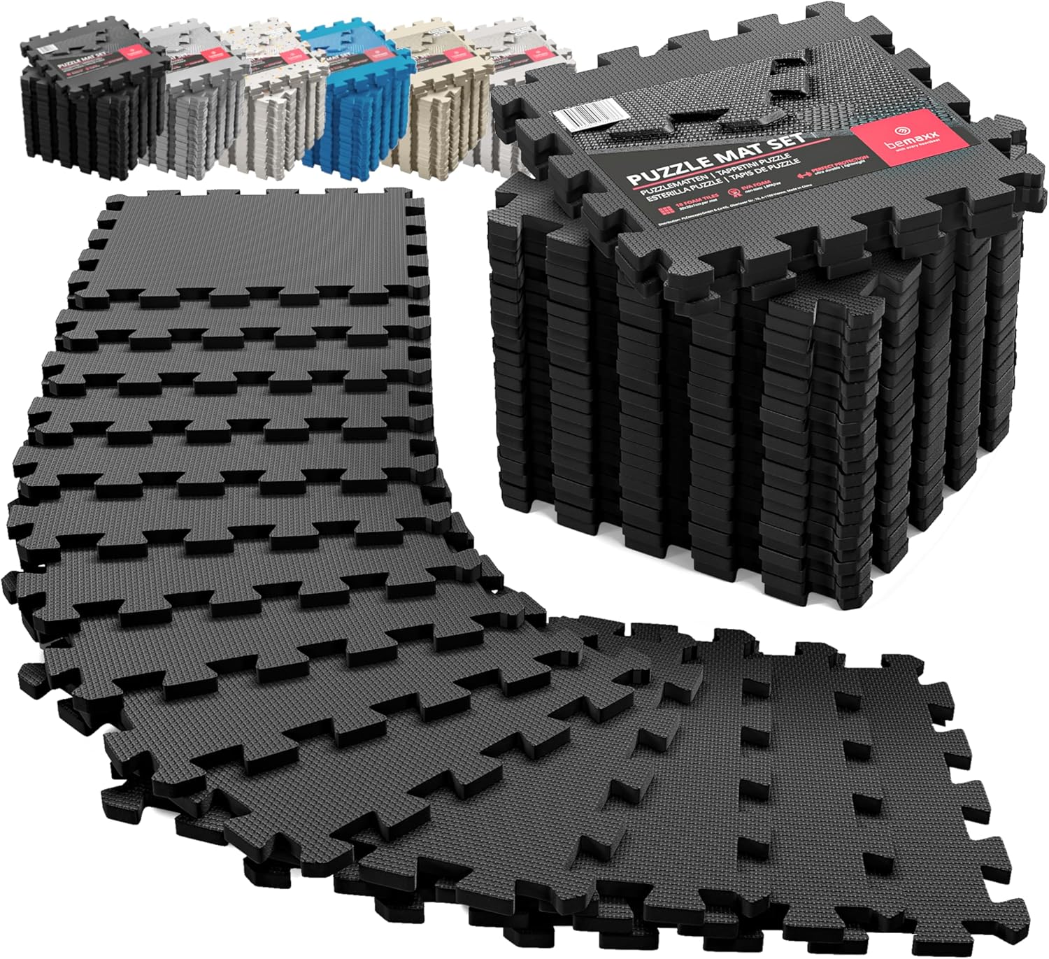 Interlocking Soft Foam Floor Mat - 18 Pieces Protective Gym Flooring Set, Exerci...