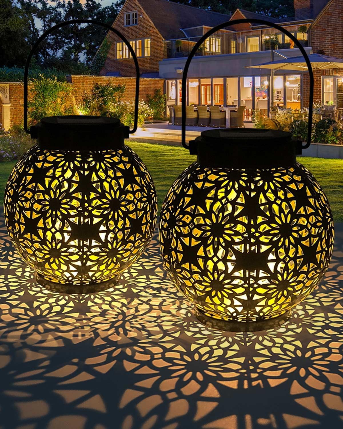 2025 Newest Solar Lanterns Light, KALAHOL 2 Pack Outdoor Lanterns for Garden wit...