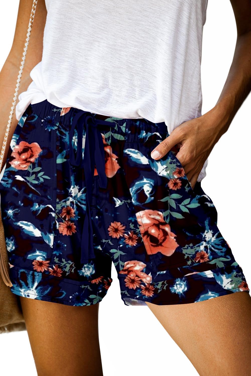 Comfy QUEEN PLUS Womens Casual Shorts, Special Elastic Waist Shorts with Drawstr...
