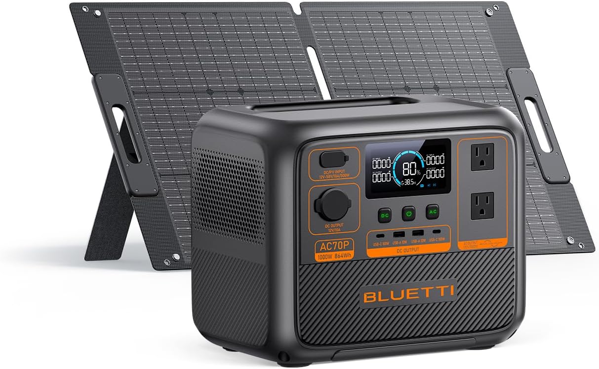 High-Quality BLUETTI Solar Generator AC70P, Special Backup System with 100W Sola...