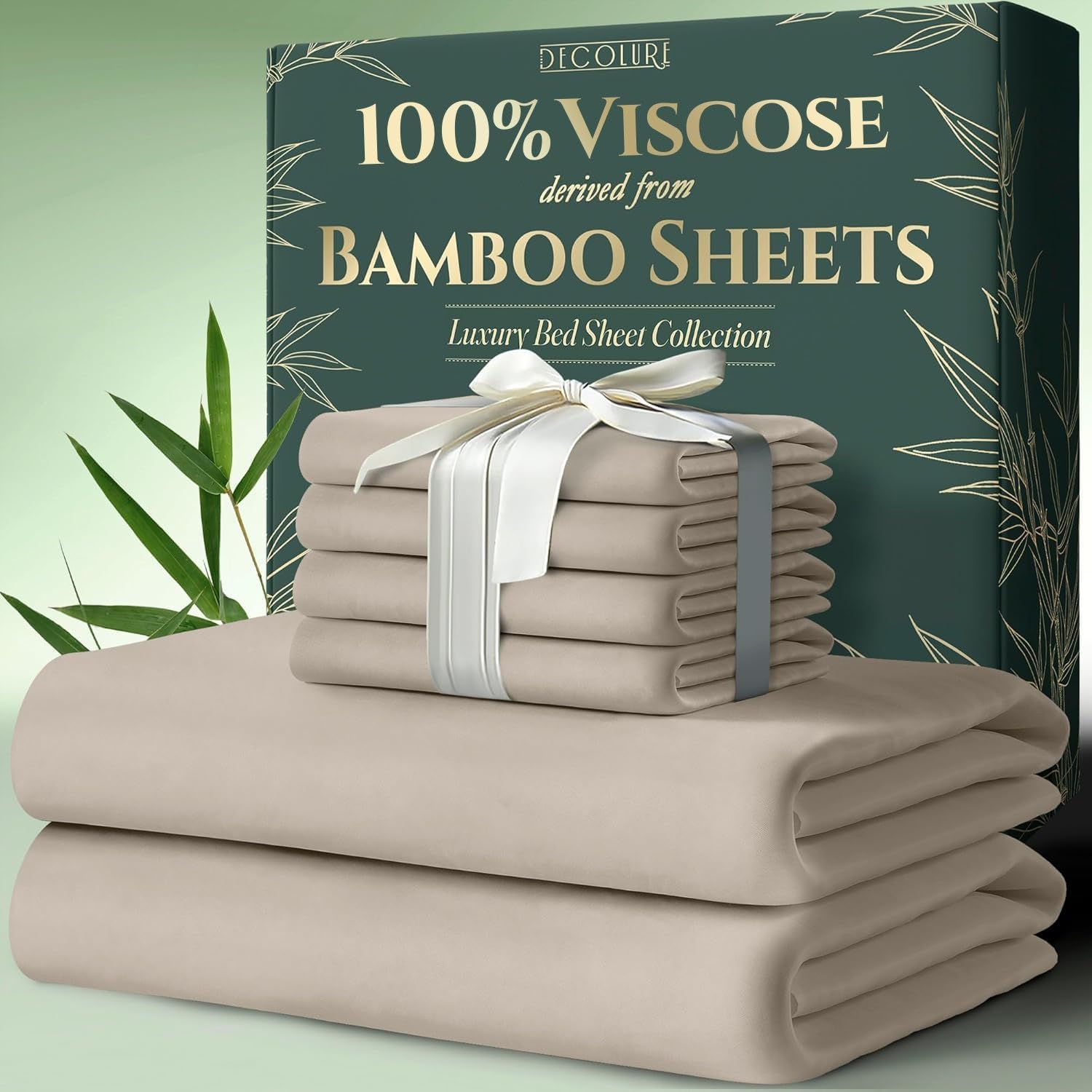 Highly Comfortable DECOLURE King Size Bamboo Sheets, Luxurious Bed Sheets for Ul...