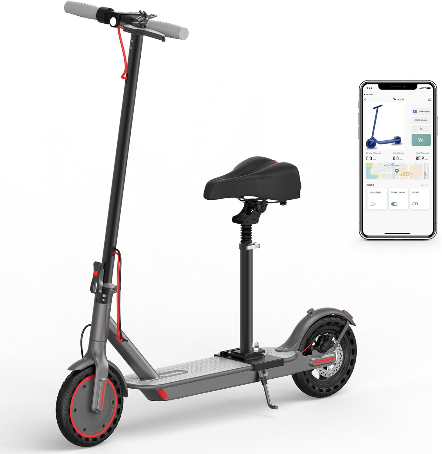 Electric Scooter, 8.5/10'' Innovative Solid Tires Scooter, High-Performance 350W...