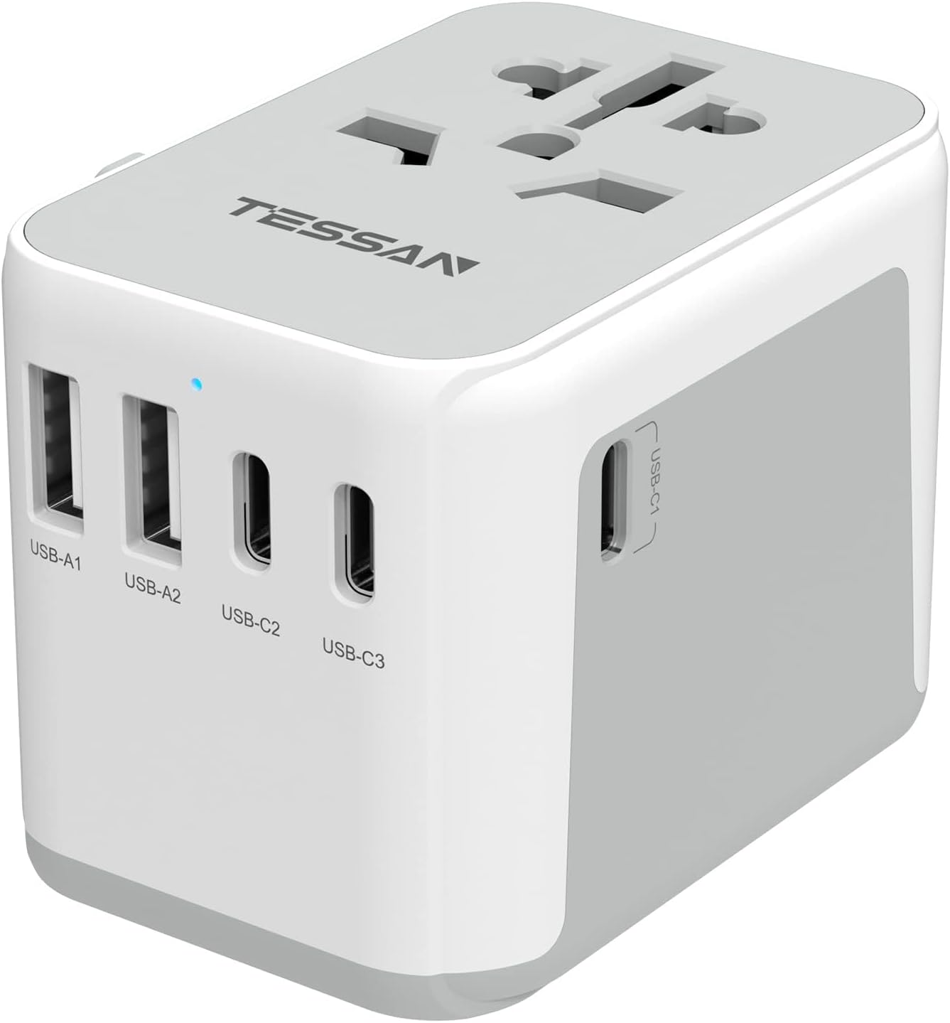 TESSAN Universal Travel Adapter, International Power Adapter 5.6A 28W 3 USB C 2...