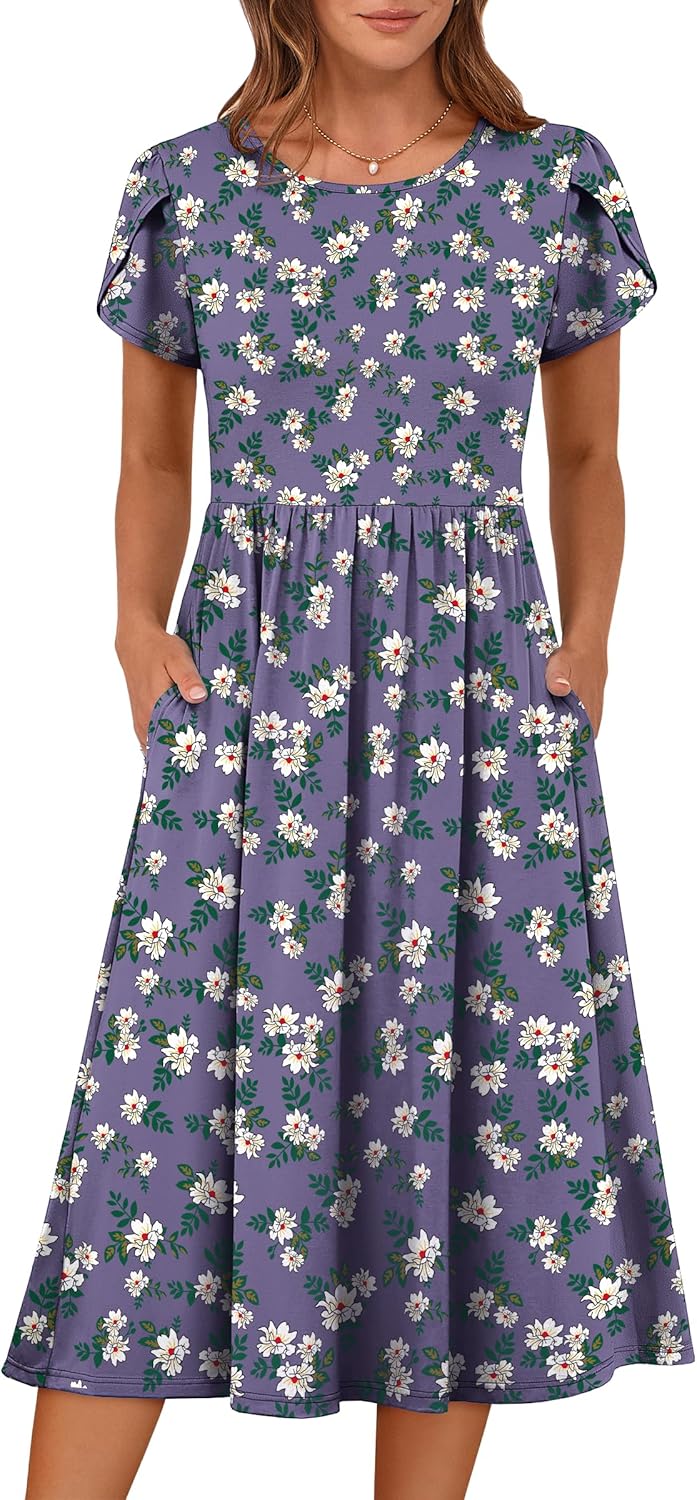 Chic ANRABESS Women's Summer Dress, Trendy A-Line Midi Dress for Casual Outfits,...