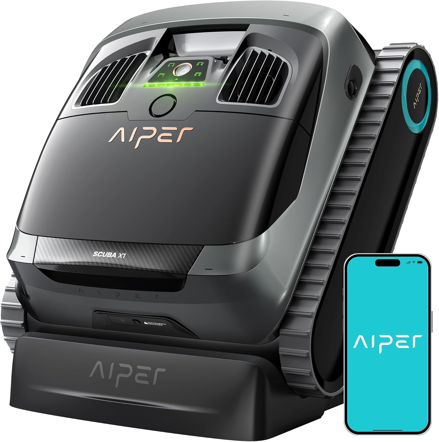 AIPER Scuba X1 Cordless Robotic Pool Cleaner, 6600 GPH High-Power Suction with D...