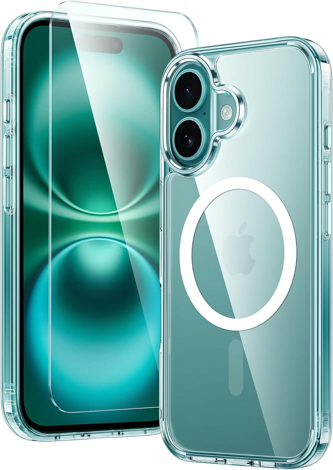 FNTCASE for iPhone 16 Case: Clear Magnetic Military Grade Drop Protection Anti Y...
