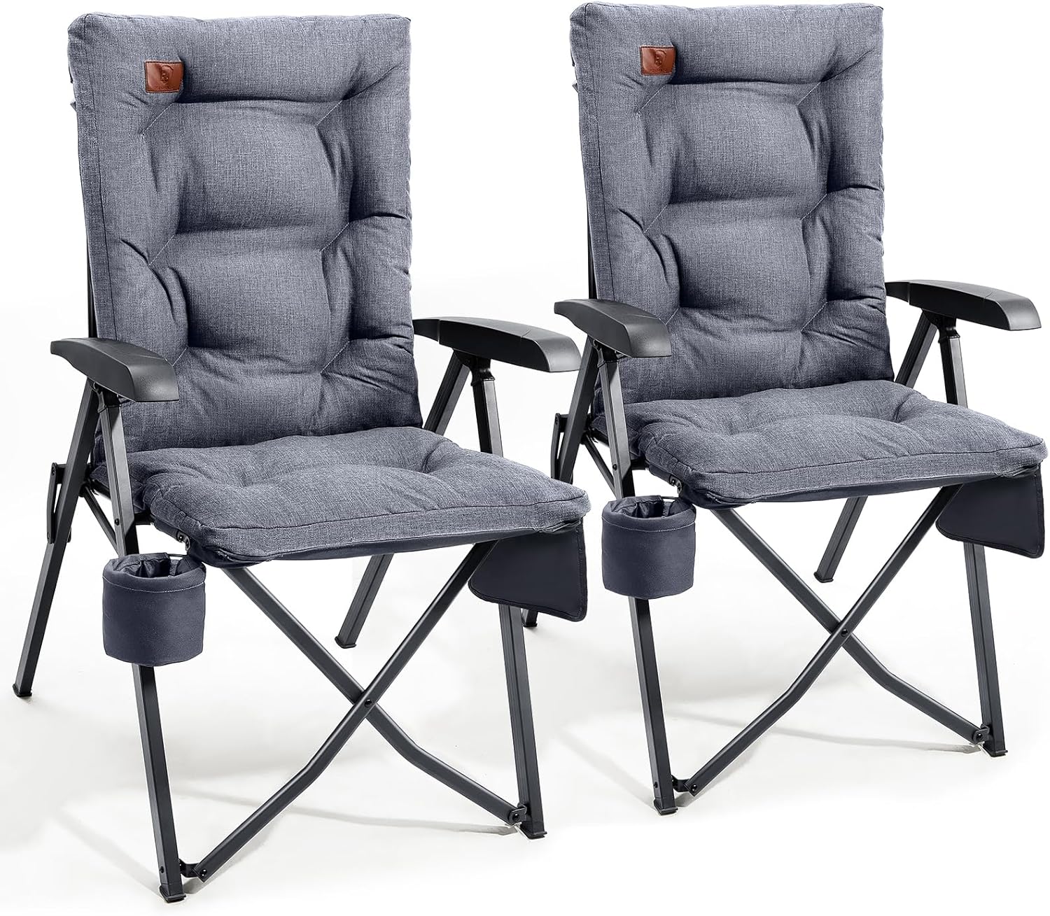 EVER ADVANCED Luxury Camping Chairs 2 Set for Adults Heavy Duty High Back Oversi...