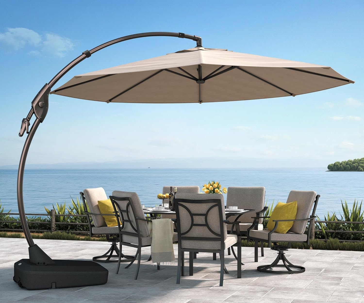 Grand patio 11FT Cantilever Umbrella with Base Outdoor Large Round Aluminum Offs...