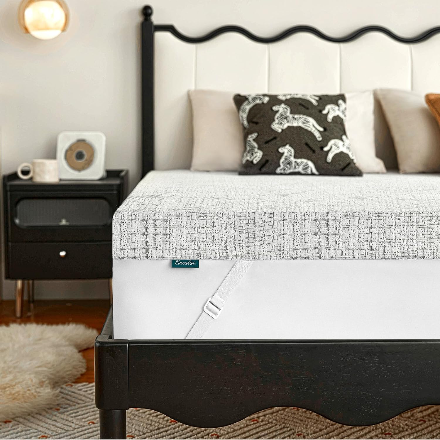 Bacalar Mattress Topper Double Bed Thick, Double Mattress Topper for Back Pain R...