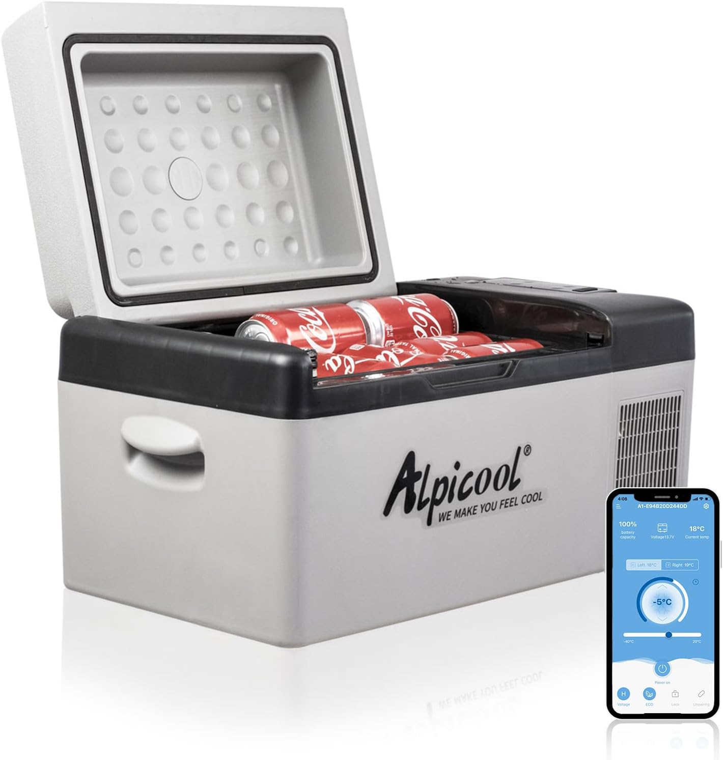 Alpicool C20 C20L Compressor Car Fridge Freezer, DC 12v Camping Refrigerator, Po...