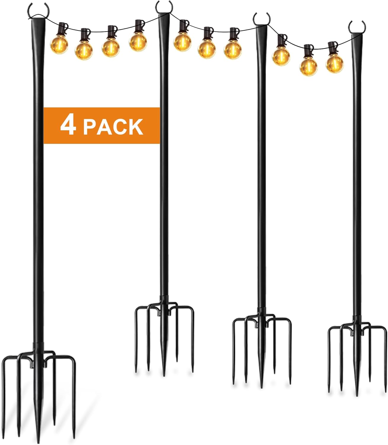 Special 4 Pack 10Ft String Light Poles, Thickened Metal Lights Hanger Pole for O...