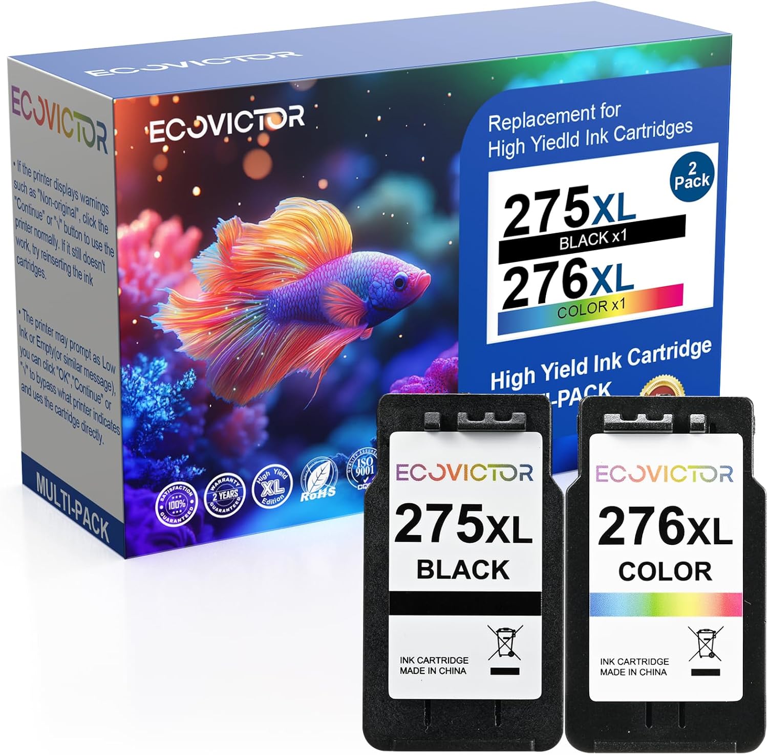 Eco-Friendly Canon 275XL 276XL Ink Cartridge, High-Quality Remanufactured Replac...