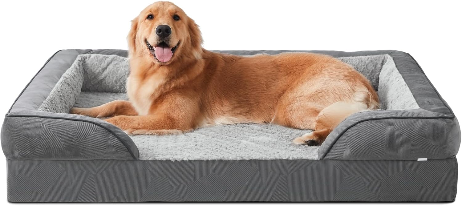 INVENHO Orthopedic Dog Beds Large Sized, XL Washable Dog Sofa with Egg-Crate Foa...