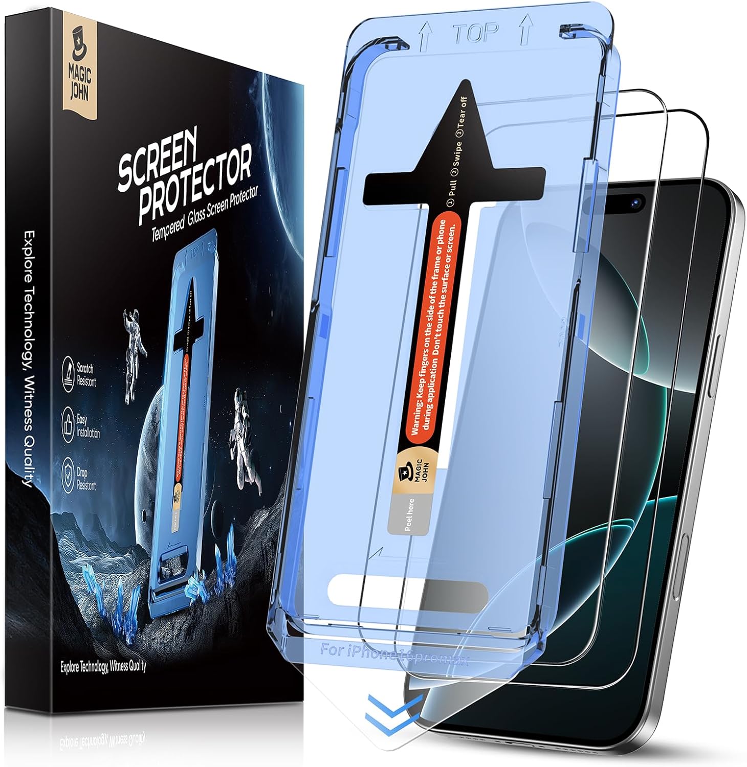 MAGIC JOHN 2 Pack for iPhone 16 Pro Max 6.9 inch Tempered Glass Screen Protector...