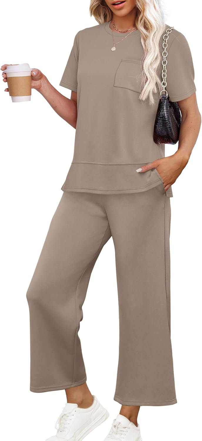 OFEEFAN Women's Lounge Sets, Fashionable Wide Leg Loungewear, Special Side Slit...