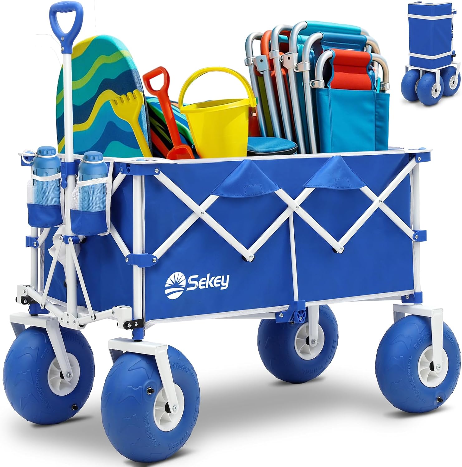 Heavy Duty Beach Wagon with 9" Big Sand-Proof Wheels – 440lb Capacity, Sekey 200...