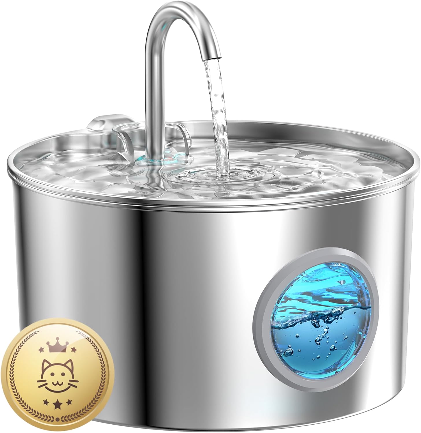 Cat Water Fountain, Unique Stainless Steel Pet Water Fountain, Special 74oz/2.2L...