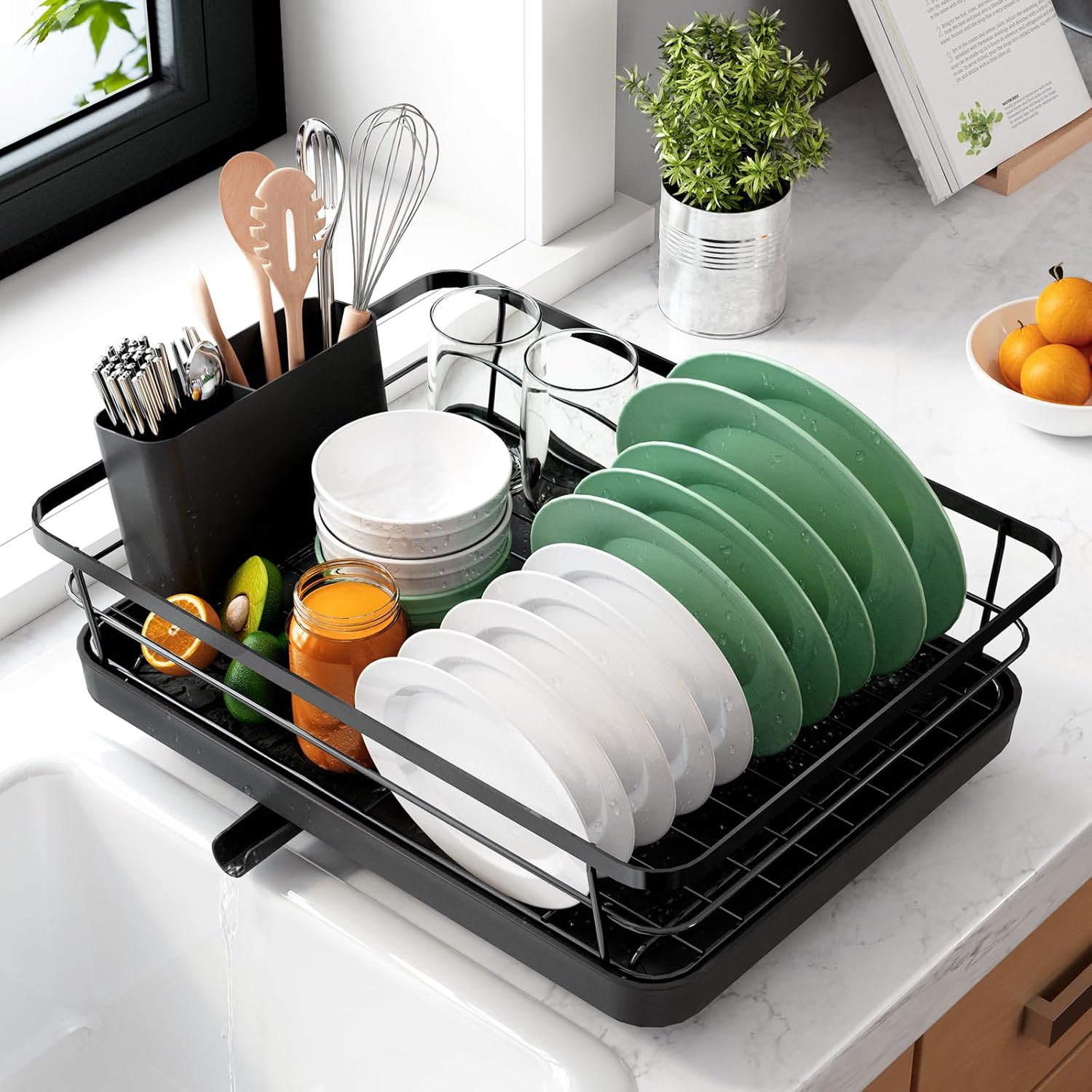 Kitsure Dish Drying Rack- Space-Saving Dish Rack, Dish Racks for Kitchen Counter...