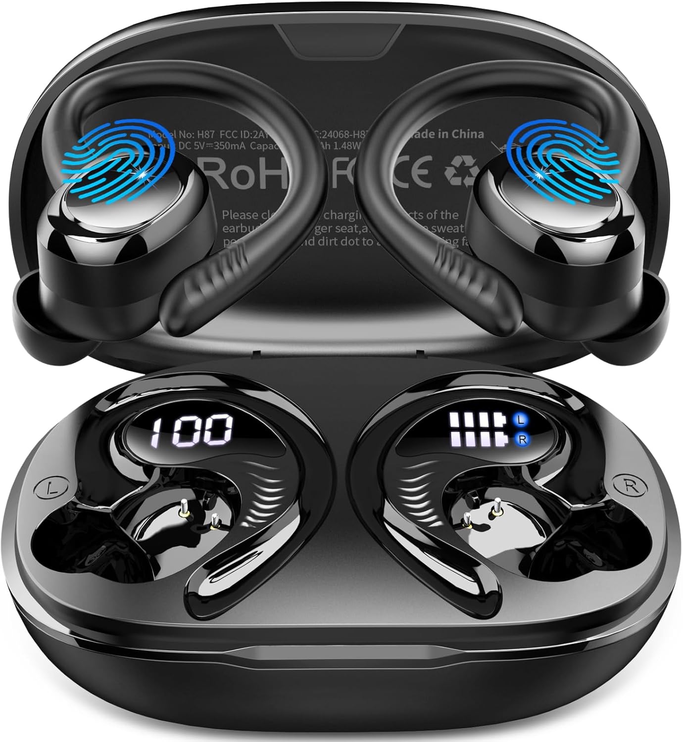 Wireless Earbuds Sport, 2025 Bluetooth 5.4 Headphones with Earhooks, 50H Stereo...