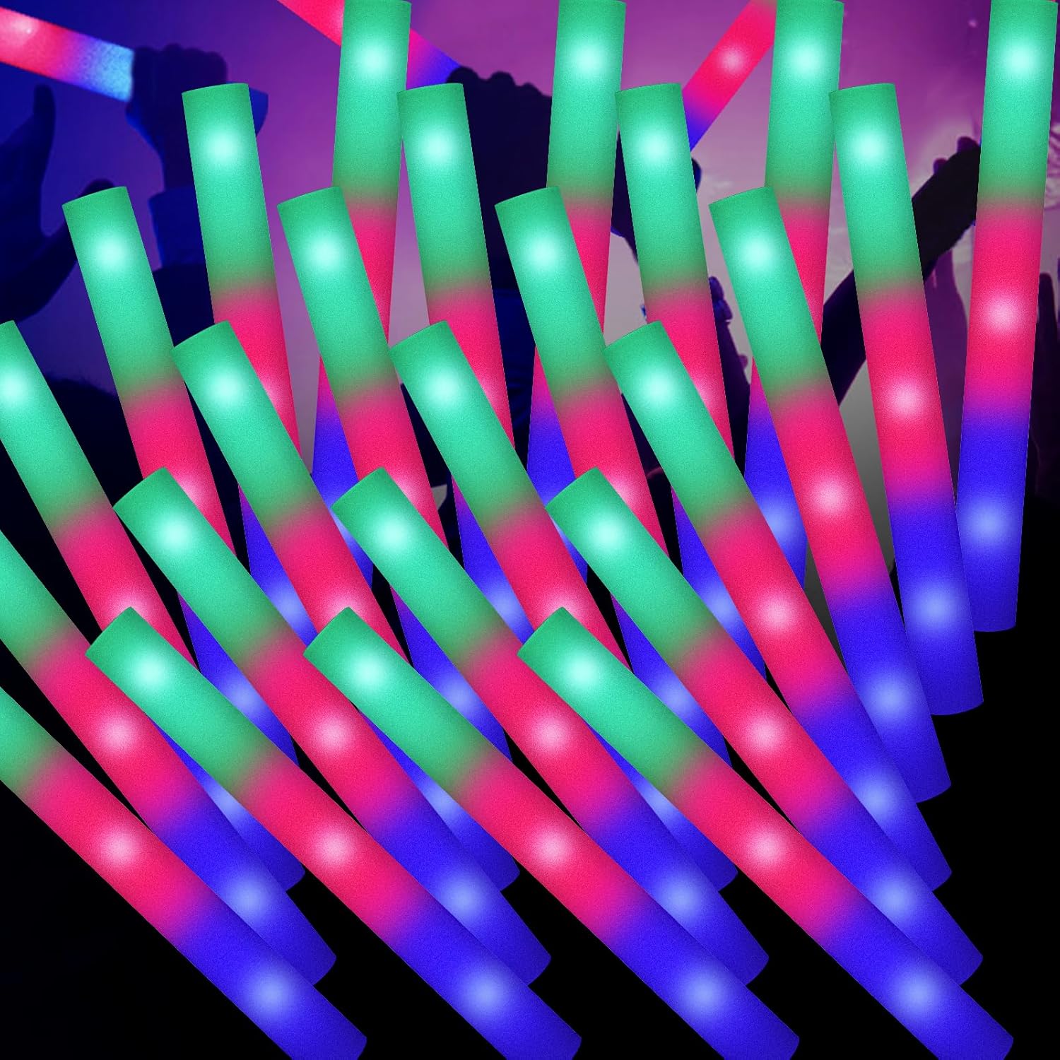 OLUPP Glow Sticks Bulk, 58 Pcs Giant Foam Glow Sticks with 3 Modes Colorful Flas...