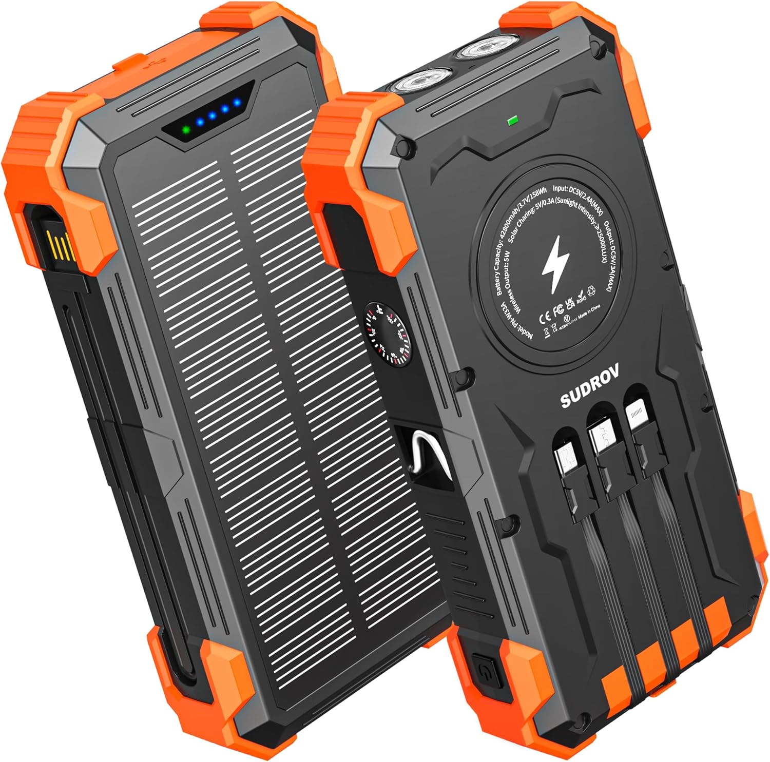 Solar Charger Power Bank, 42800mAh Wireless Portab...