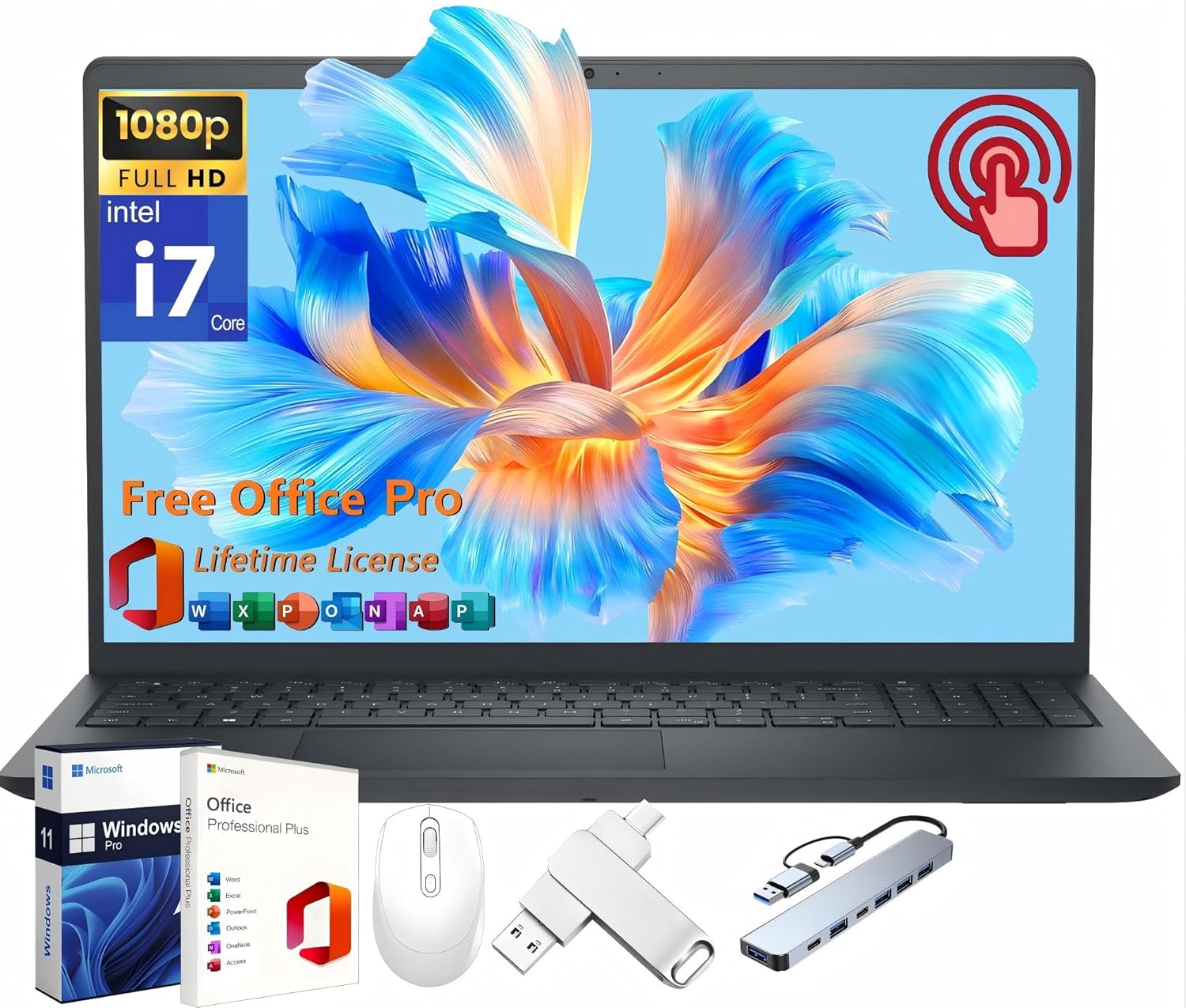 Dell Inspiron 15 Business Laptop, 15.6" FHD Touchscreen, Intel 10-Core i7-1355U,...