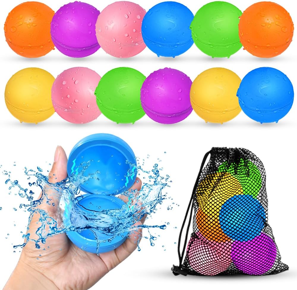 12Pcs Reusable Water Balloons, Pool Beach water Toys for Boys and Girls, Outdoor...