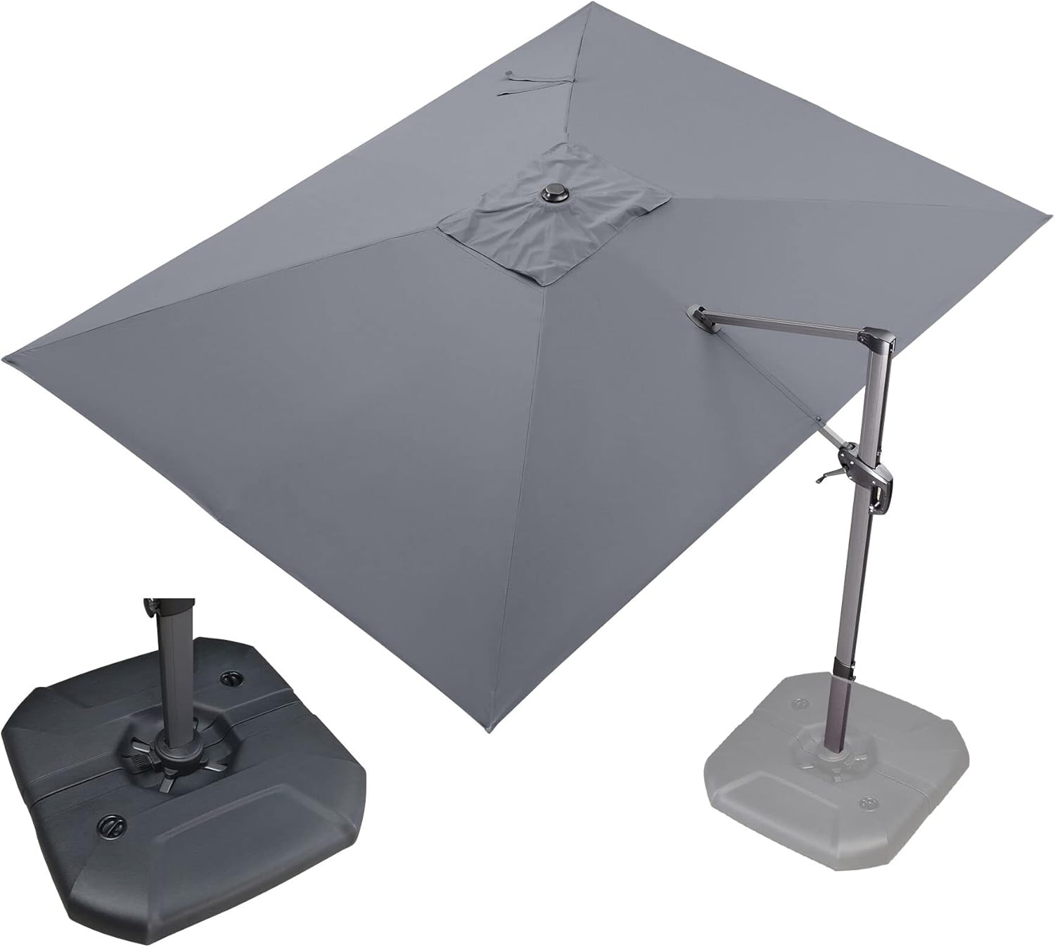 PURPLE LEAF Patio Umbrella, Special Outdoor Cantilever Umbrella with Base, Innov...