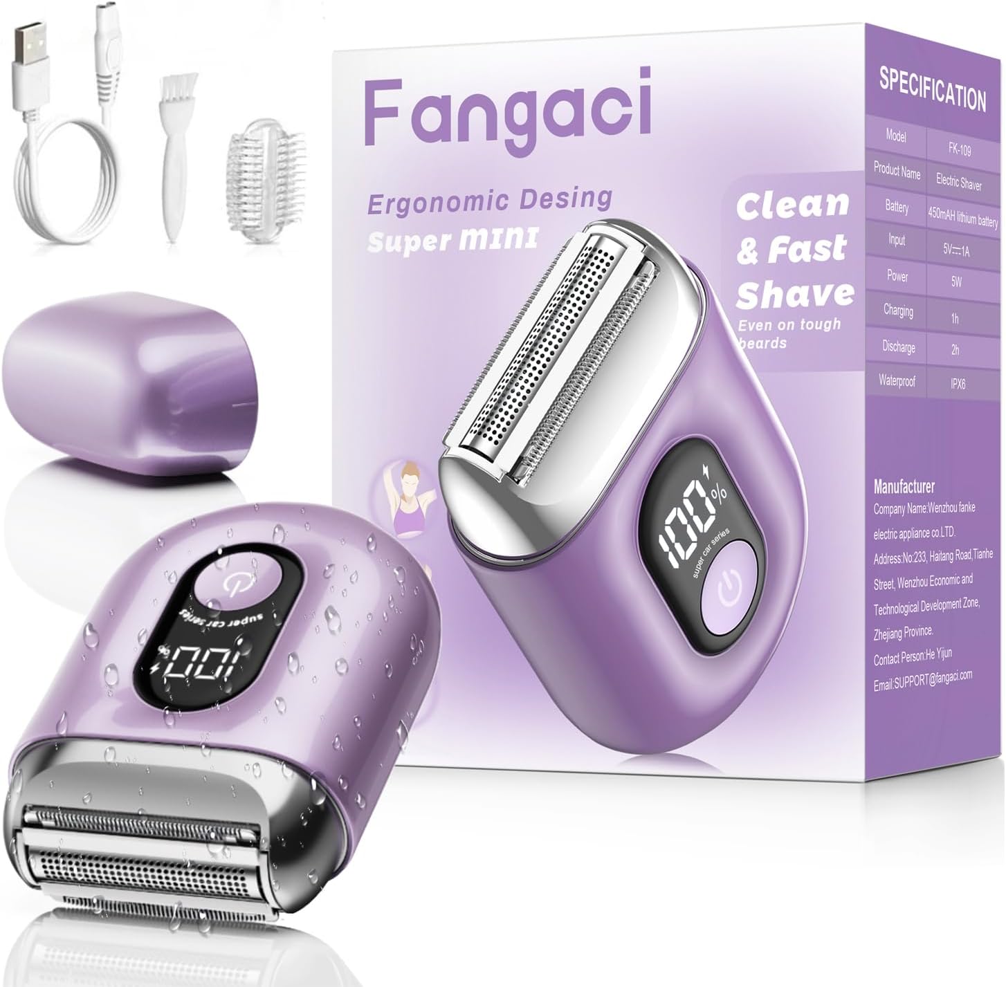 Cordless Electric Shaver for Women: Mini Electric Razors with LED Display - Rech...