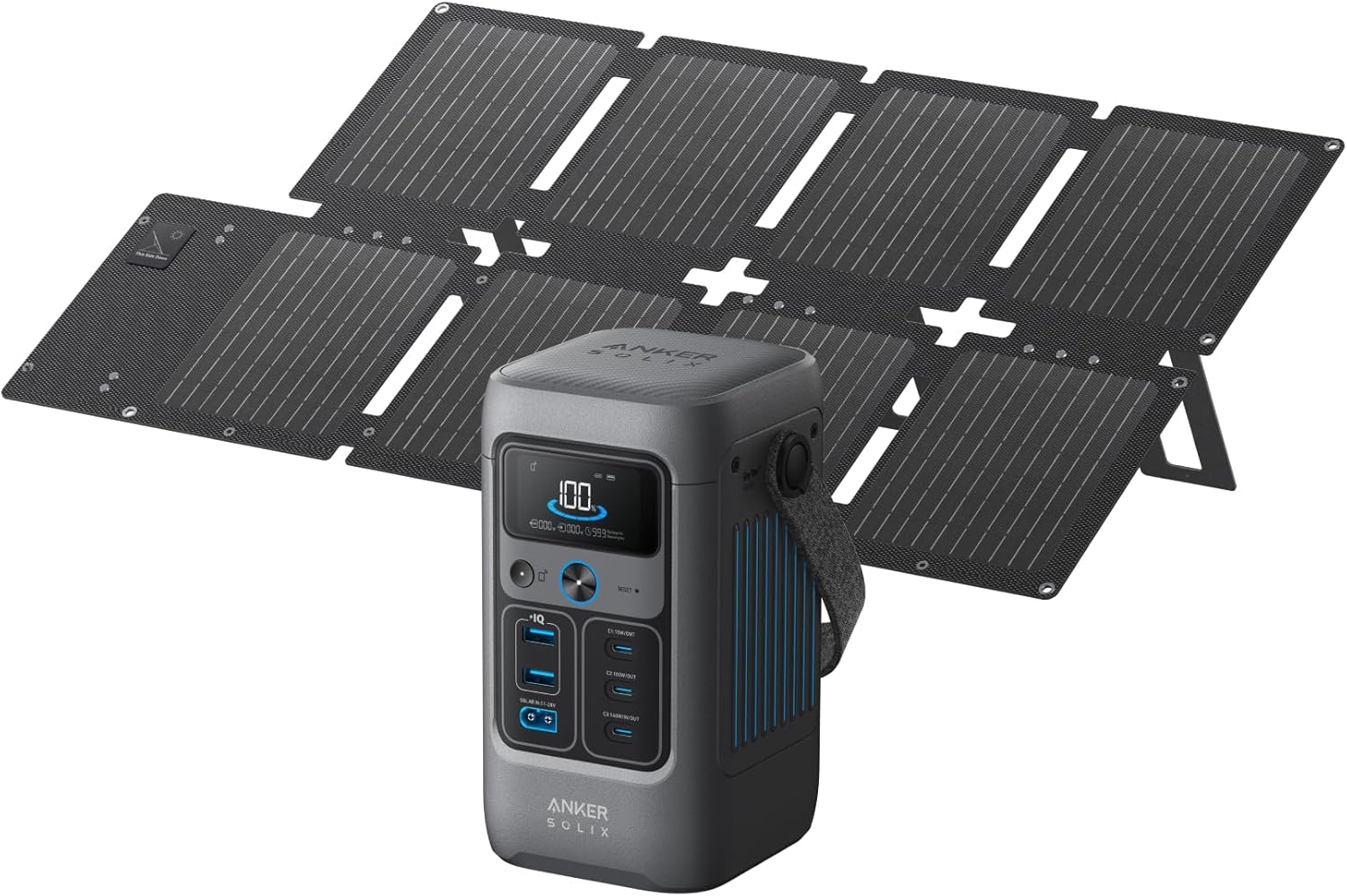 Anker SOLIX C200 DC Power Bank Station and 60W Solar Panel, 192Wh Portable Power...