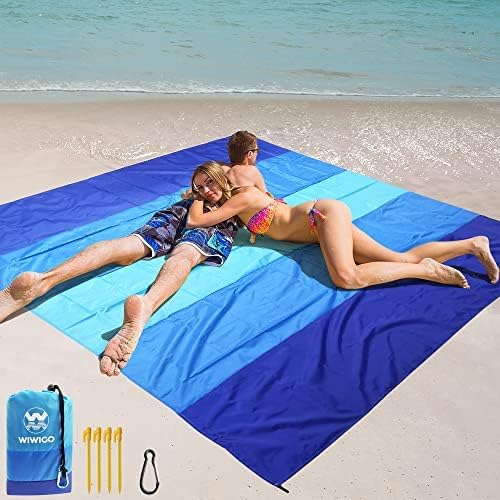 Beach Blanket Waterproof Sandproof Beach Mat 79" X 83"/10'x9'for 2-8 Adults Quic...